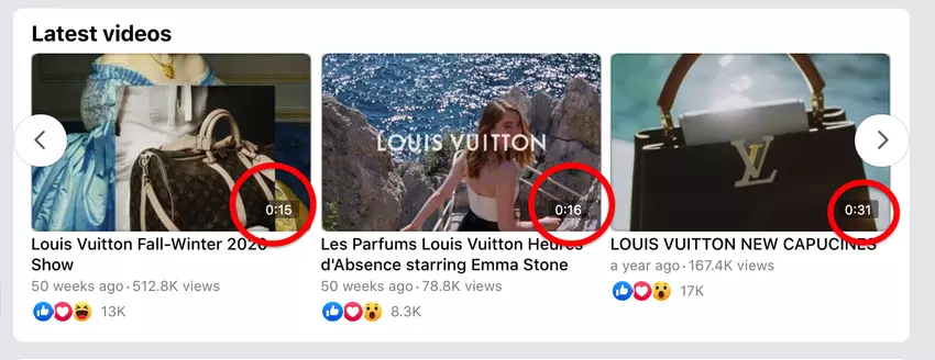 Louis Vuitton Facebook Videos Length